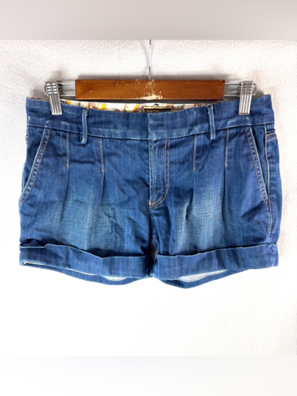 Rich & Skinny 30 Washed Blue Denim Cuffed Shorts - Picture 8 of 8